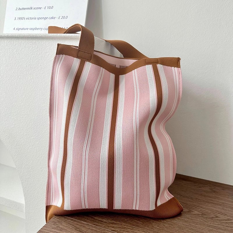 Niche Design Cute Panda Knitted Shoulder Bag Women's Versatile Large Capacity Shopping Commuter Tote Bag Women's Bag