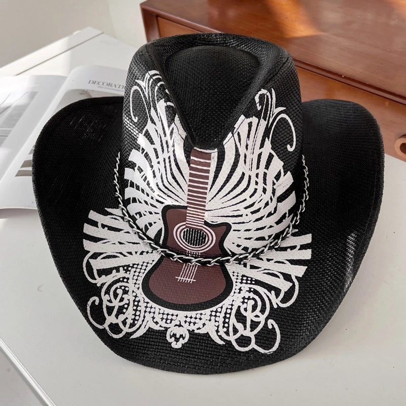 Fashion Personality Knight Hat Women's Summer Outdoor Sun Hat Western Denim Sun Protection Straw Hat Men's Fashion Punk Hat