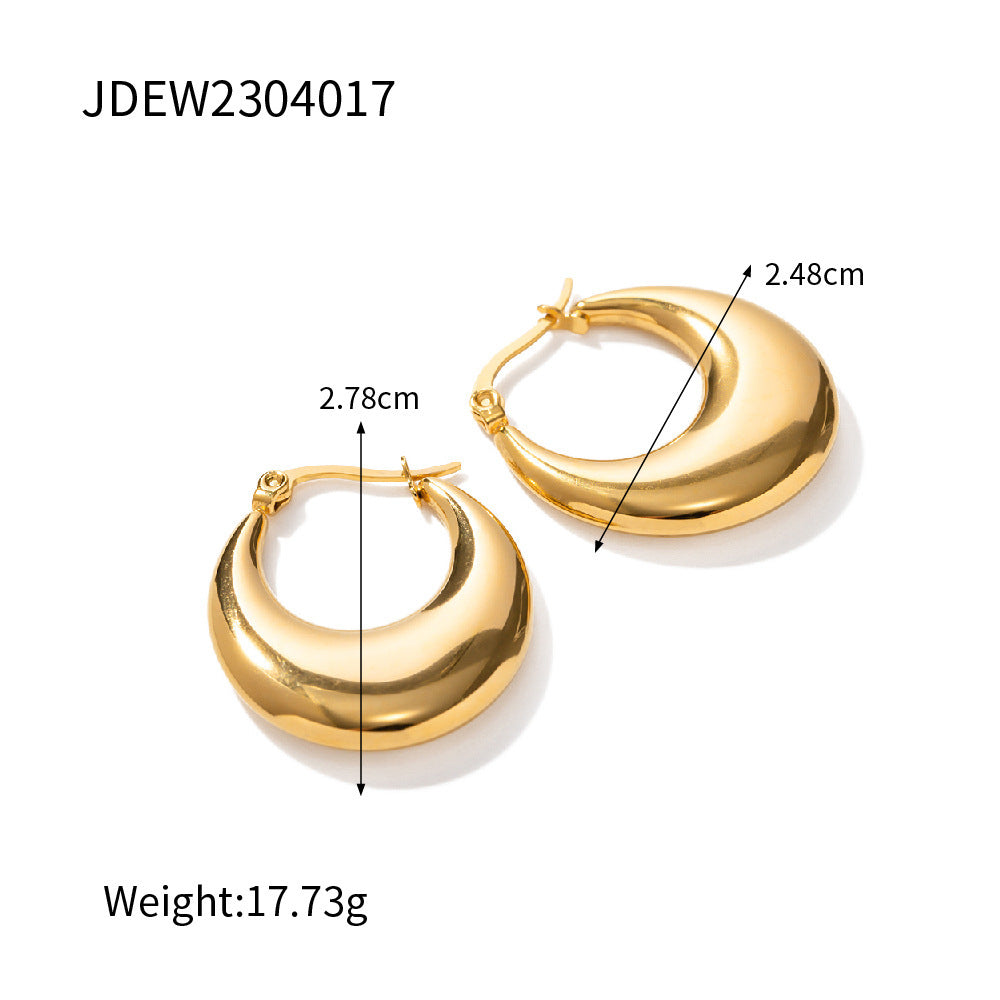 Jie Ding Stainless Steel Double C Earrings Ins Zircon Earrings Titanium Steel Earrings