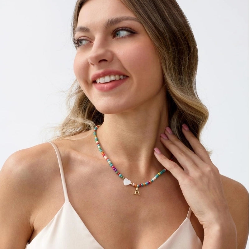 Cute Geometric 304 Stainless Steel Beaded Chain Pendant Necklace