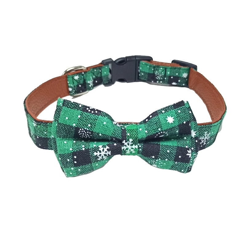 Casual Cotton Polyester Christmas Lattice Pet Collar