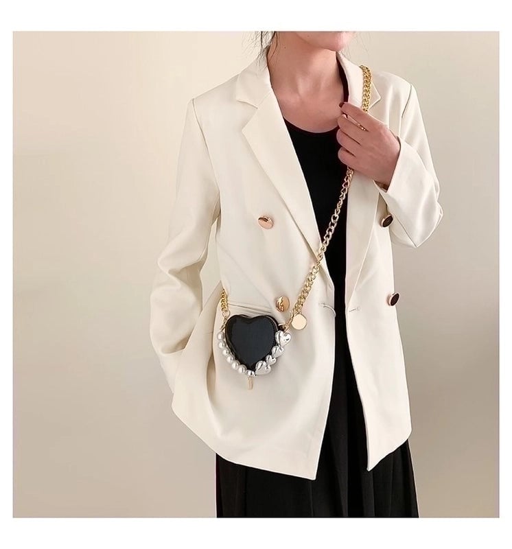 Women's Pu Leather Solid Color Fashion Heart-shaped Zipper Crossbody Bag