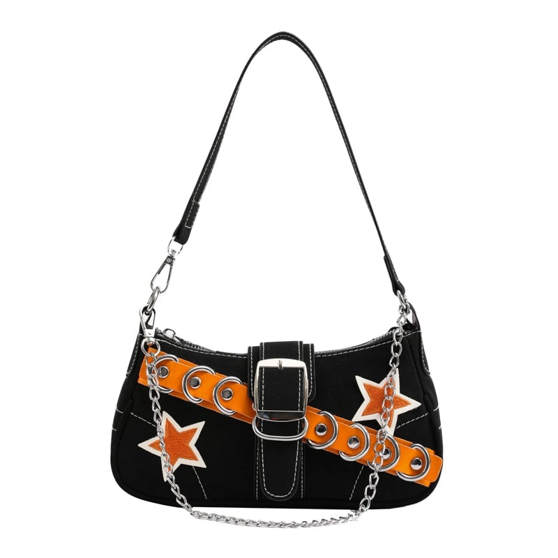 Women's Medium Pu Leather Star Streetwear Pillow Shape Buckle Underarm Bag