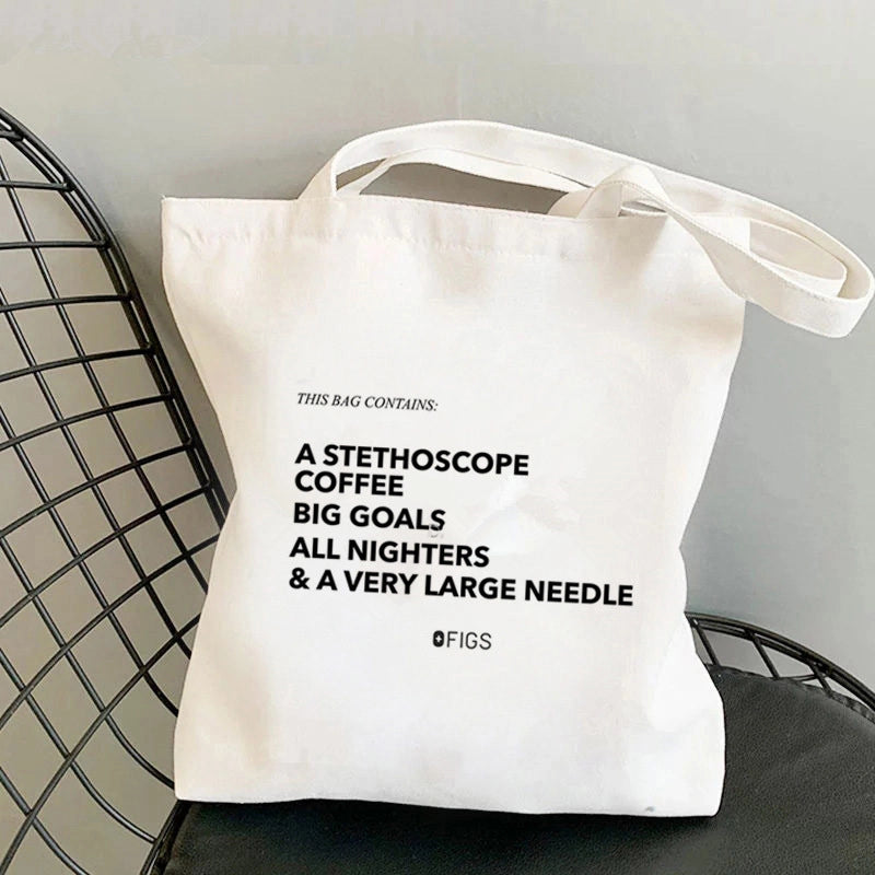 Women's Large Canvas Portrait Letter Flower Streetwear Square Open Shoulder Bag