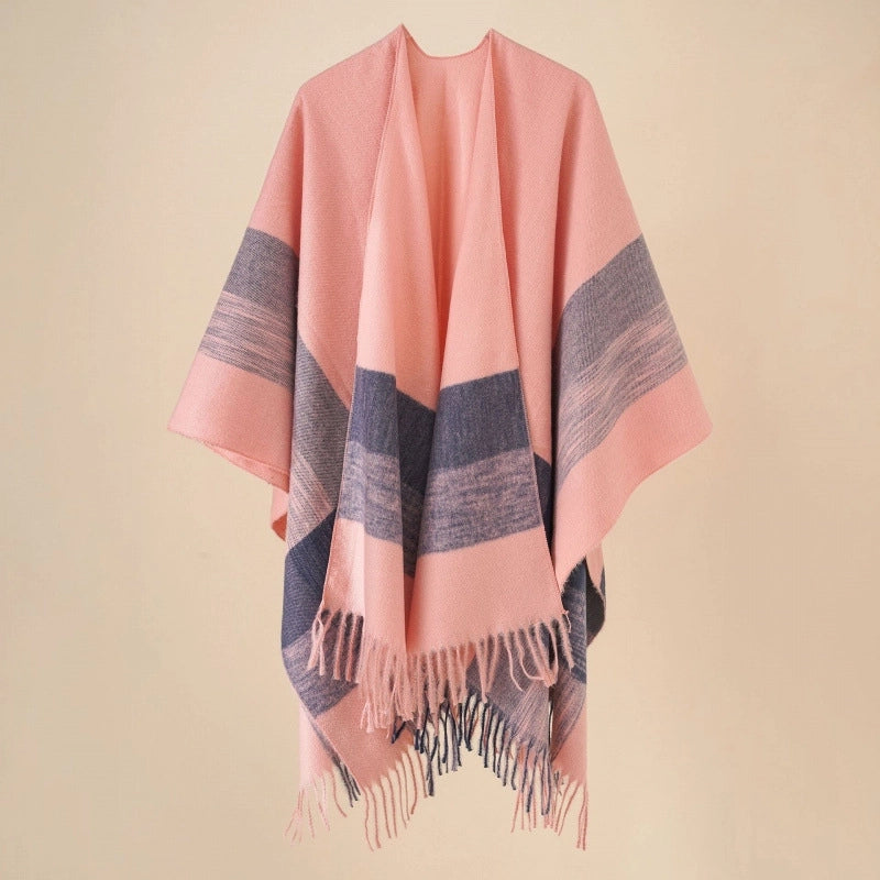 Women's Casual Lattice Polyester Tassel Shawl