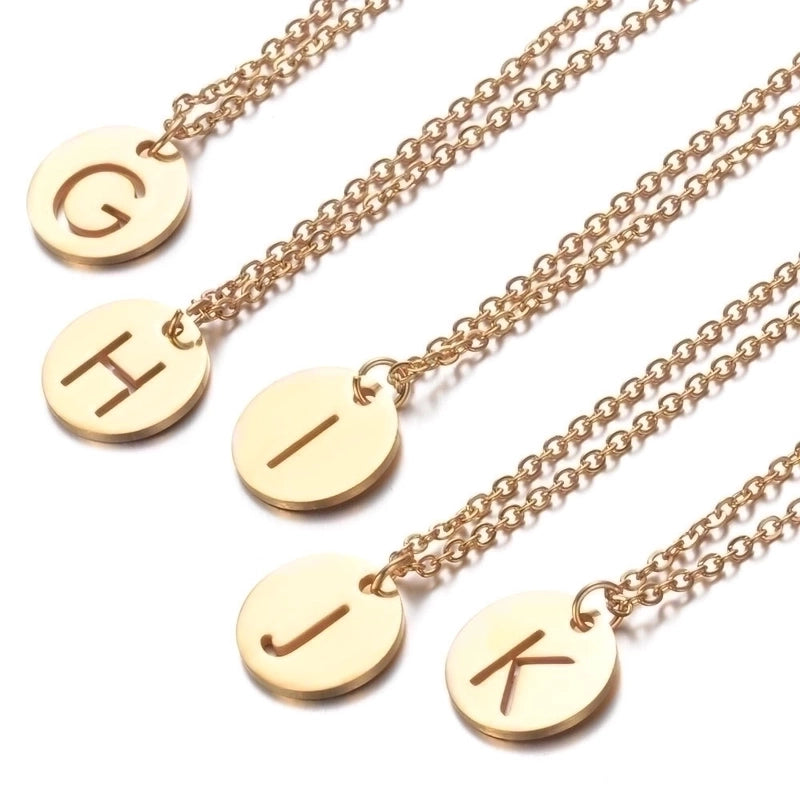 Minimalist Letter Stainless Steel Titanium Steel Plating Chain Gold Plated Pendant Necklace