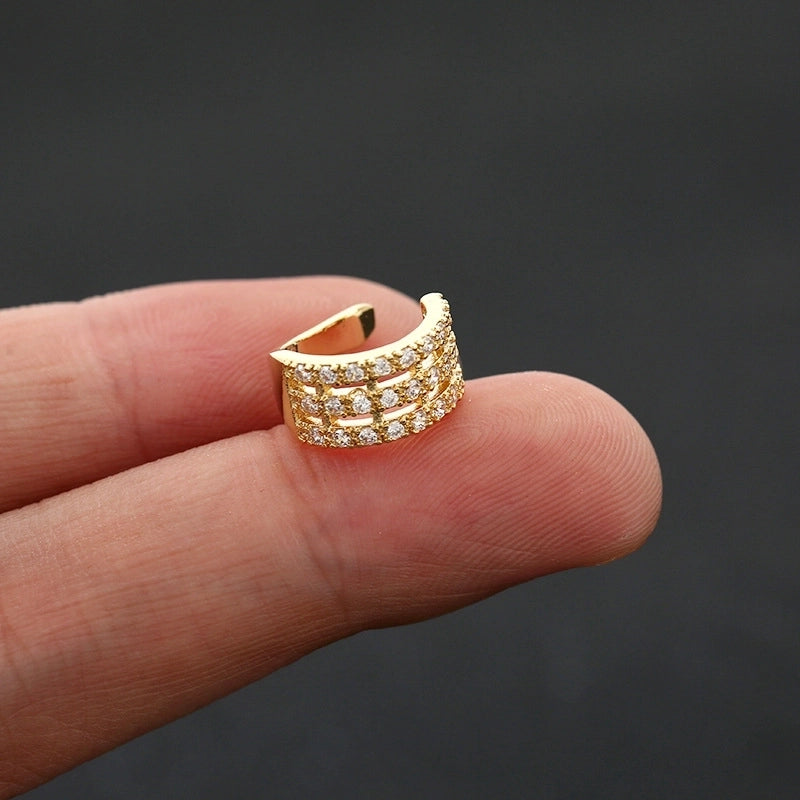 1 Piece IG Style Minimalist U Shape Star Inlay Copper Zircon Ear Cuffs
