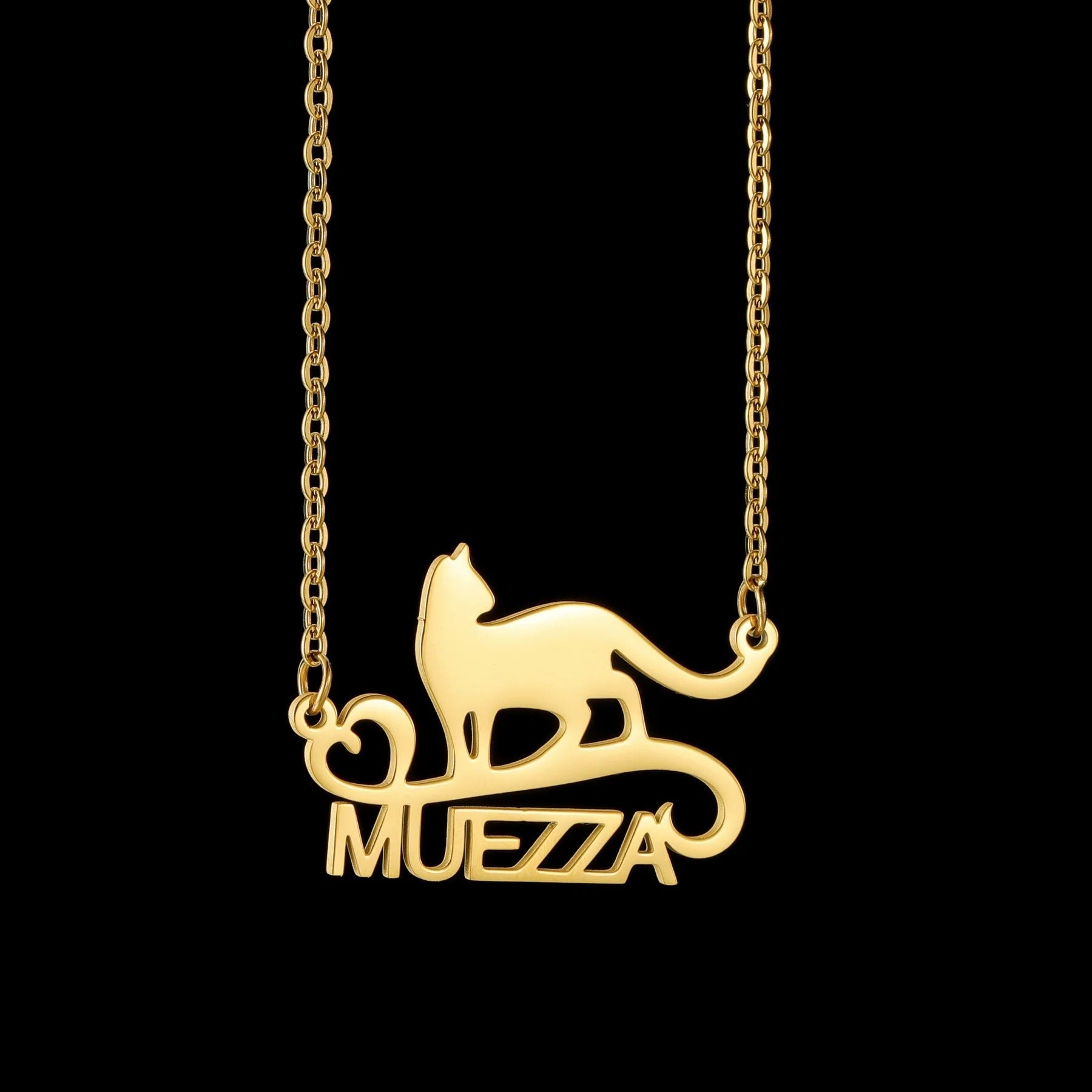 Custom Animal Outline Pendant Necklace With Name Design