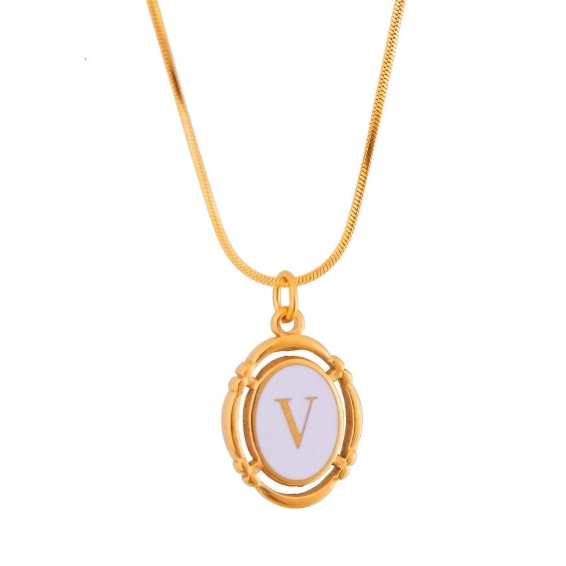 Stainless Steel Classic Style Stoving Varnish Plating Letter Pendant Necklace
