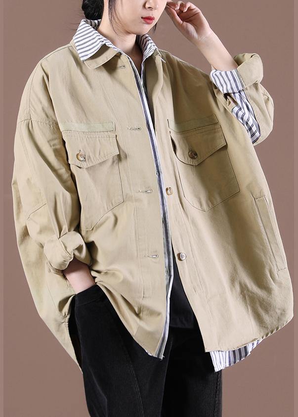 2021 Spring Khaki Fake Two Coats
