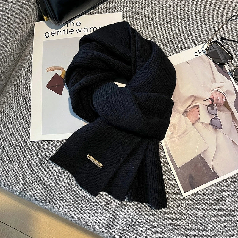 Unisex Elegant Business Basic Solid Color Fleece Scarf