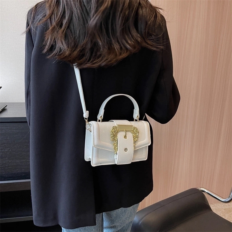 Women's Medium Pu Leather Solid Color Streetwear Square Magnetic Buckle Shoulder Bag Handbag Crossbody Bag