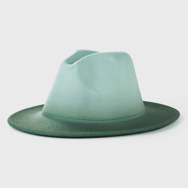 New Woolen Tie-dye Gradient Big Brim Jazz Hat