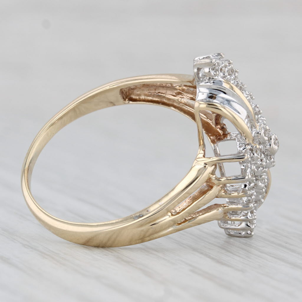0.19ctw Diamond Cluster Ring 10k Yellow Gold Size 11.5 Cocktail