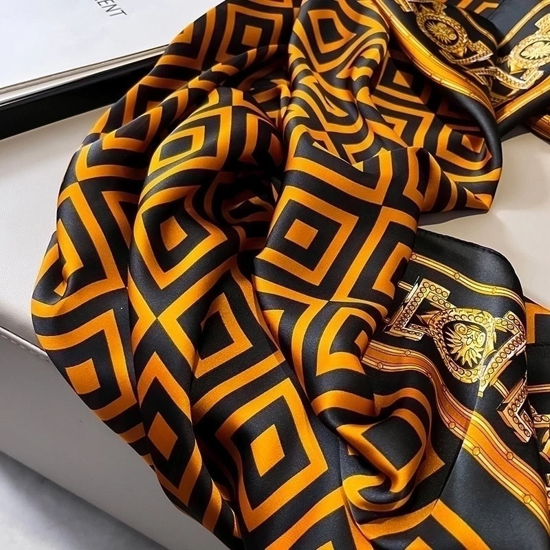 Women's Elegant Geometric Satin Silk Scarf