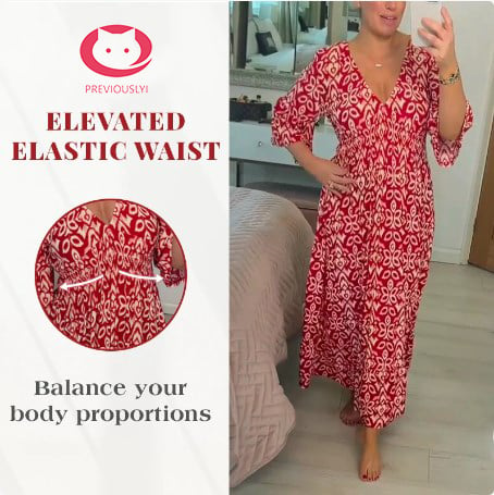 🔥Big Sales SAVE 49% OFF-Bohemian casual print V-neck waist wrap long dress