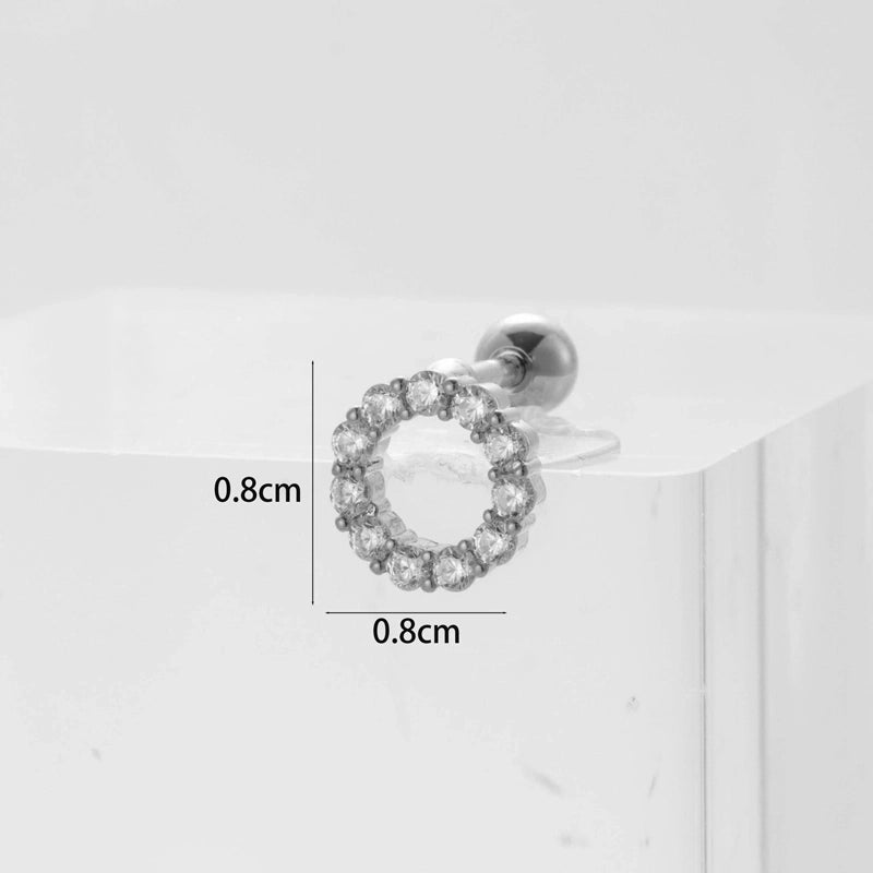 Ear Cartilage Rings & Studs Flower 316L Stainless Steel  Copper Inlaid Zircon