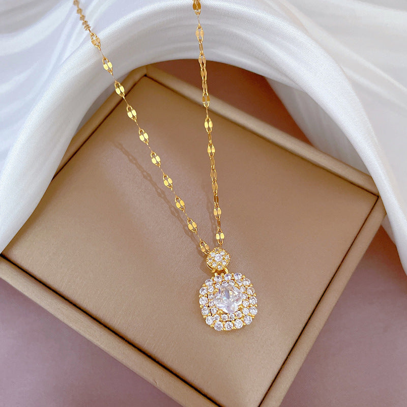 Moon Geometric Stainless Steel Electroplating Necklaces