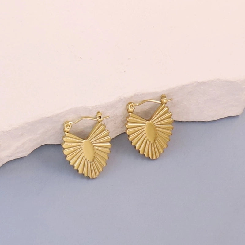 1 Pair Minimalist Pentagram Round Solid Color Plating 304 Stainless Steel 18K Gold Plated Earrings