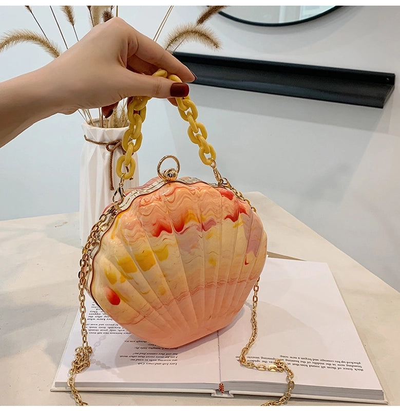 Women's Small Arylic Waves Cute Lock Clasp Dome Bag