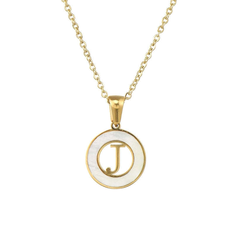 Minimalist Letter Stainless Steel Pendant Necklace Plating Hollow Out Shell Stainless Steel Necklaces