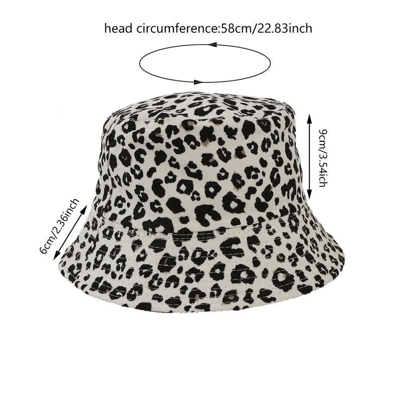 Unisex Casual Retro Leopard Wide Eaves Bucket Hat