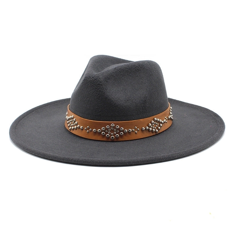 Autumn And Winter Wool Big Brim Jazz Hat Men's And Women's Fashion Casual 9.5cm Big Edge Jazz Hat Felt Hat