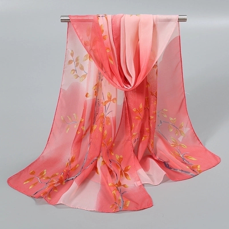 Women's Sweet Flower Chiffon Printing Silk Scarf