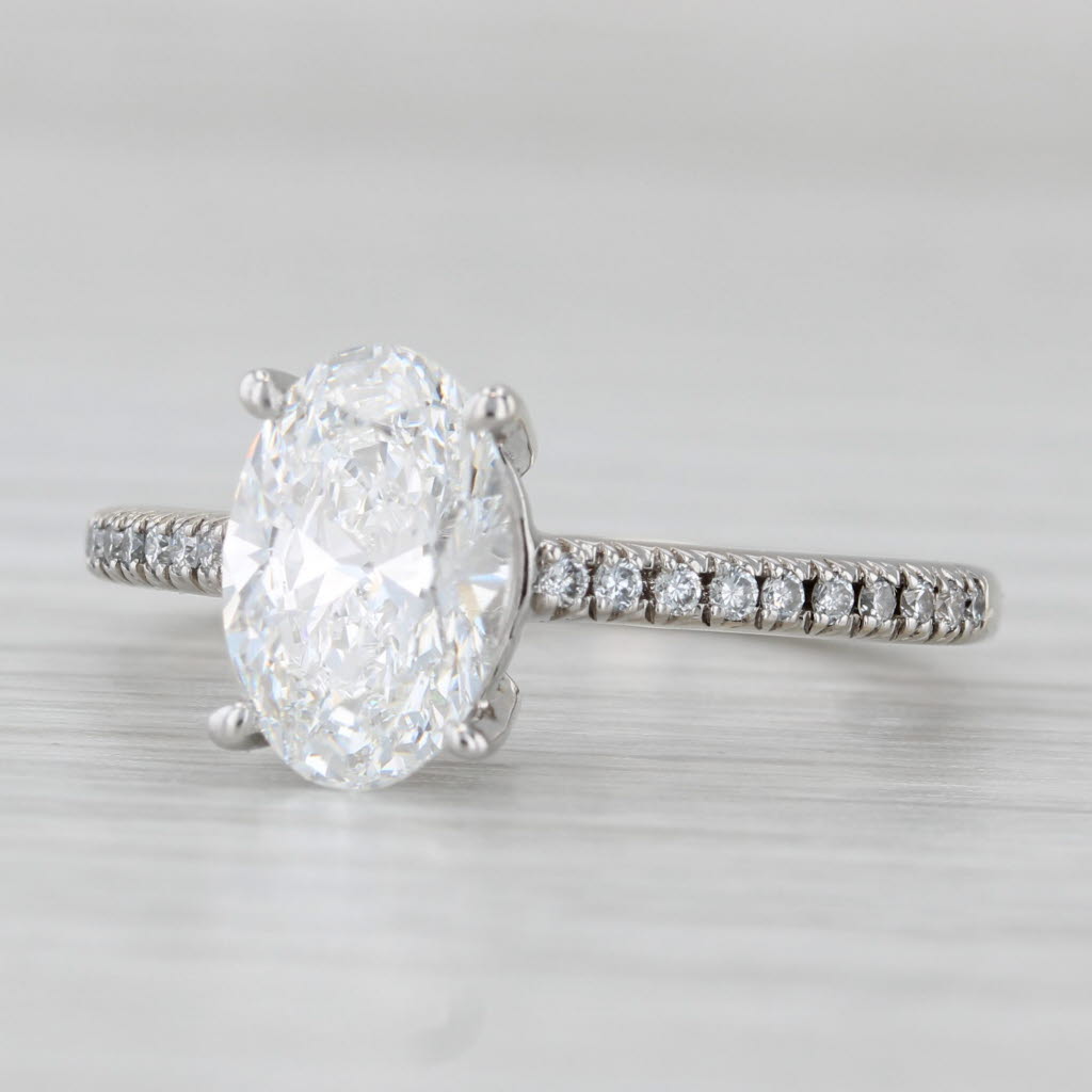 Lab Grown Oval Diamond Engagement Ring 18k White Gold Size 7 IGI 2.32ctw