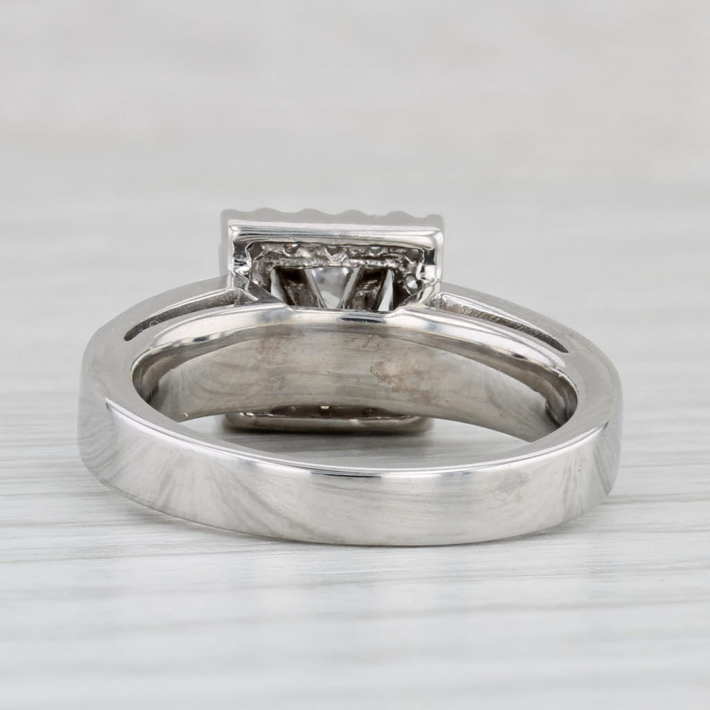 0.76ctw Princess Diamond Halo Engagement Ring 14k White Gold Size 6.5