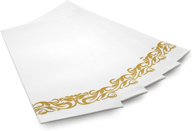 Disposable Tableware Dragon Pattern White Golden Edge Relief Plate Wine Glass Knife. Fork And Spoon PS Hard Plastic Gold Air-Laid Paper Suit
