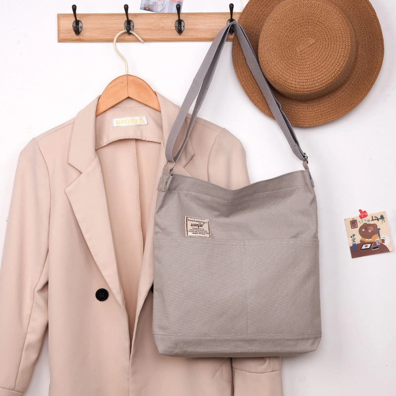 Women's Basic Streetwear Letter Solid Color Canvas Shopping Bags