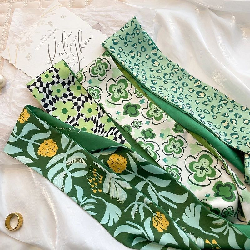 Women's Fashion Sweet Flower Satin Printing Silk Scarves