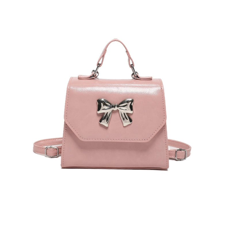 Women's Medium Pu Leather Solid Color Bow Knot Vintage Style Preppy Style Flip Cover Crossbody Bag Fashion Backpack