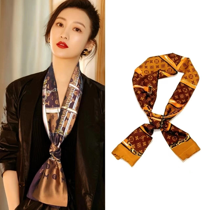 Women's Elegant Minimalist Geometric Chiffon Printing Silk Scarf