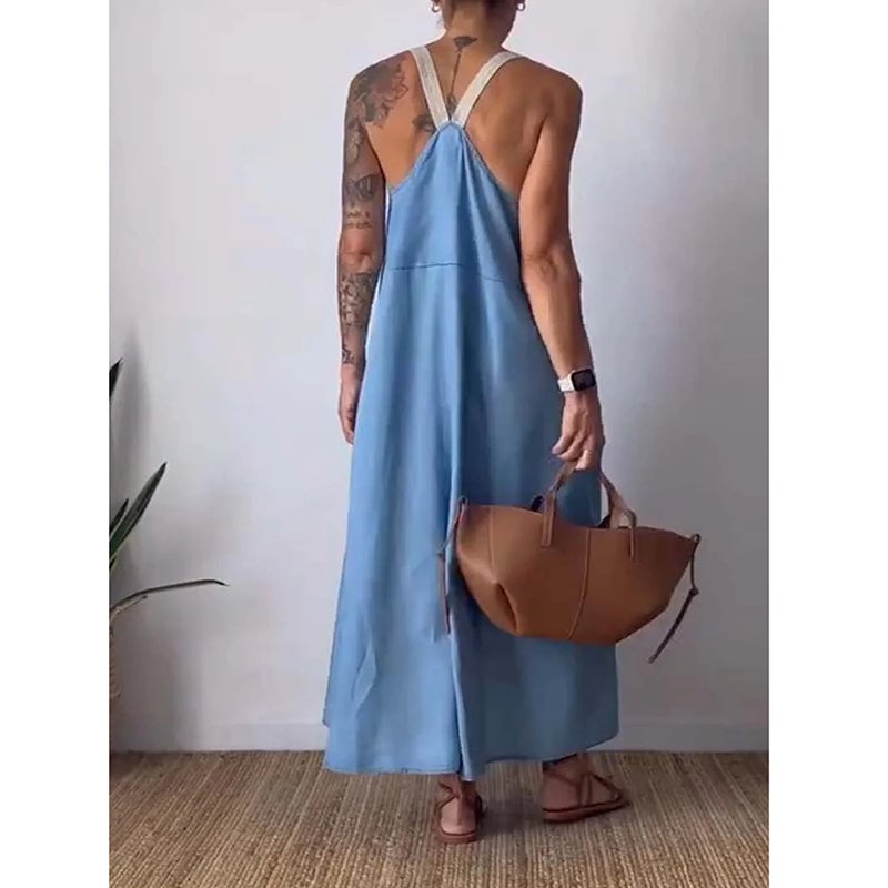 Women's Simple Cotton Linen Sling Dress🔥Free Shipping