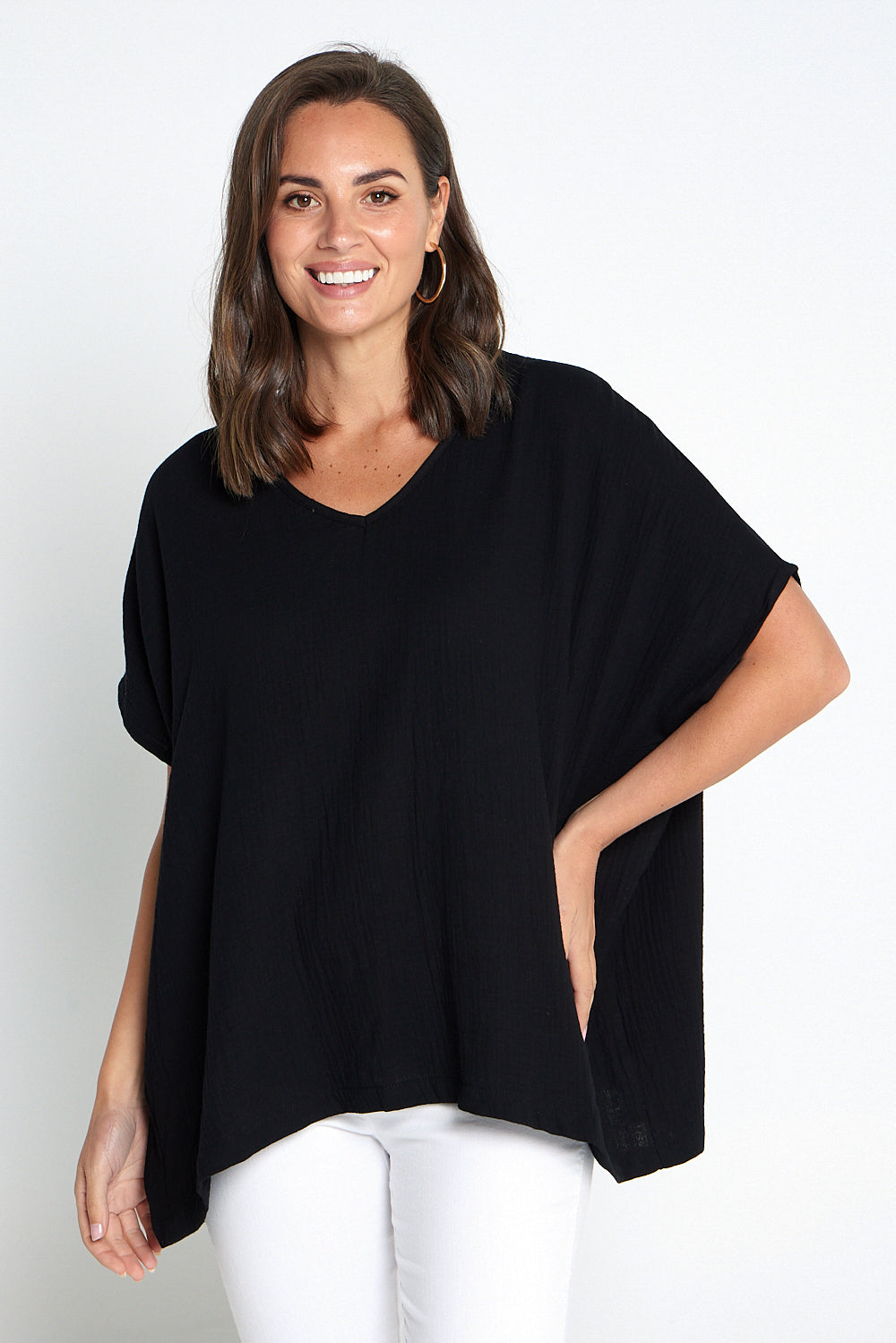 Fiji Cotton Muslin Top - Black