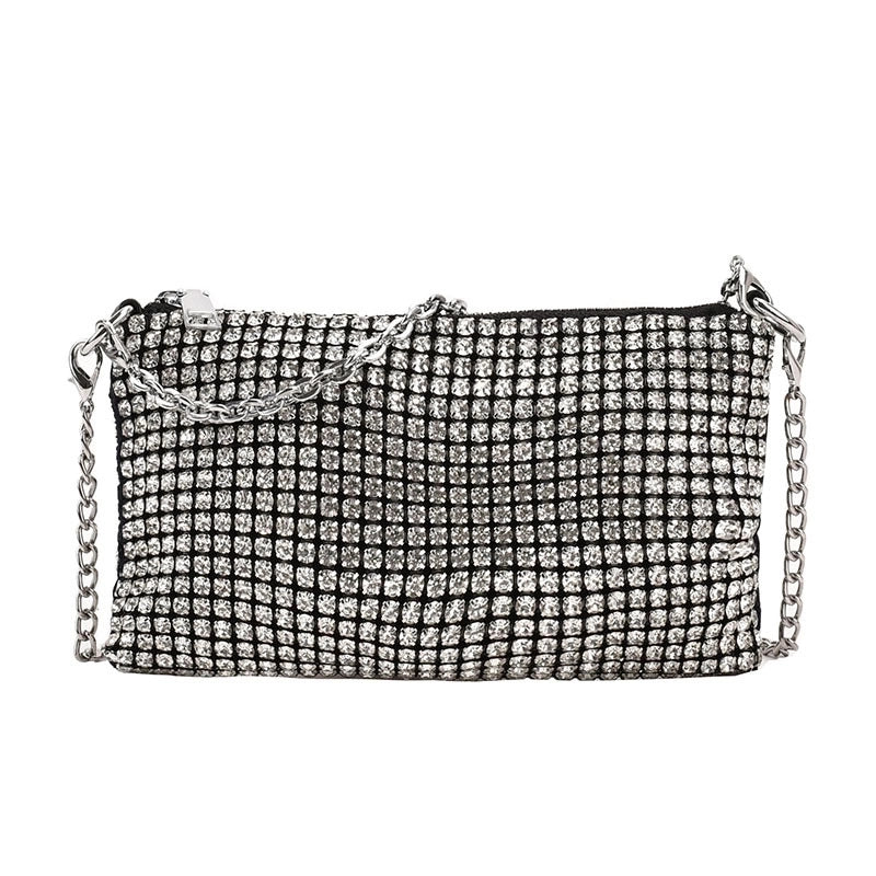 Silver Pvc Solid Color Square Evening Bags