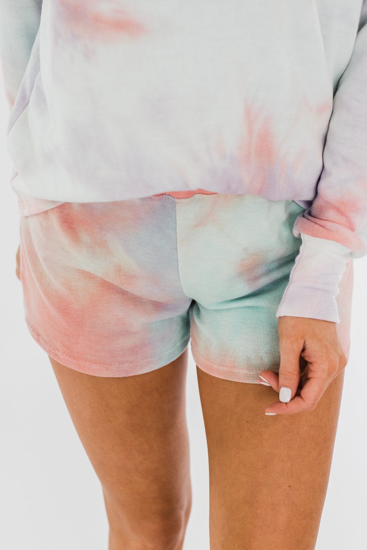 Tie Dye Lounge Shorts- Coral. Purple. & Blue