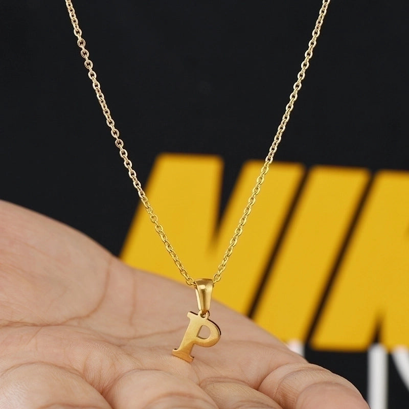 Minimalist Letter Stainless Steel Plating Pendant Necklace