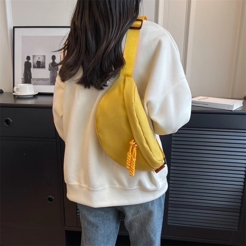 Women's Basic Solid Color Nylon Waist Bags
