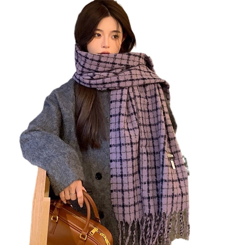 Unisex Minimalist Classic Style Lattice Polyester Scarf