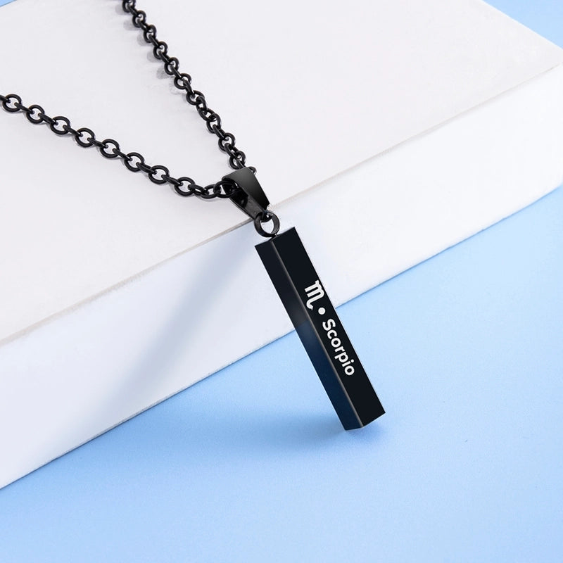 12 Constellation Stainless Steel Ing Pillar Necklace
