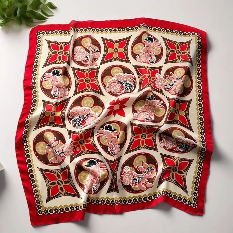 Women's Casual Elegant Minimalist Printing Satin Printing Silk Scarf