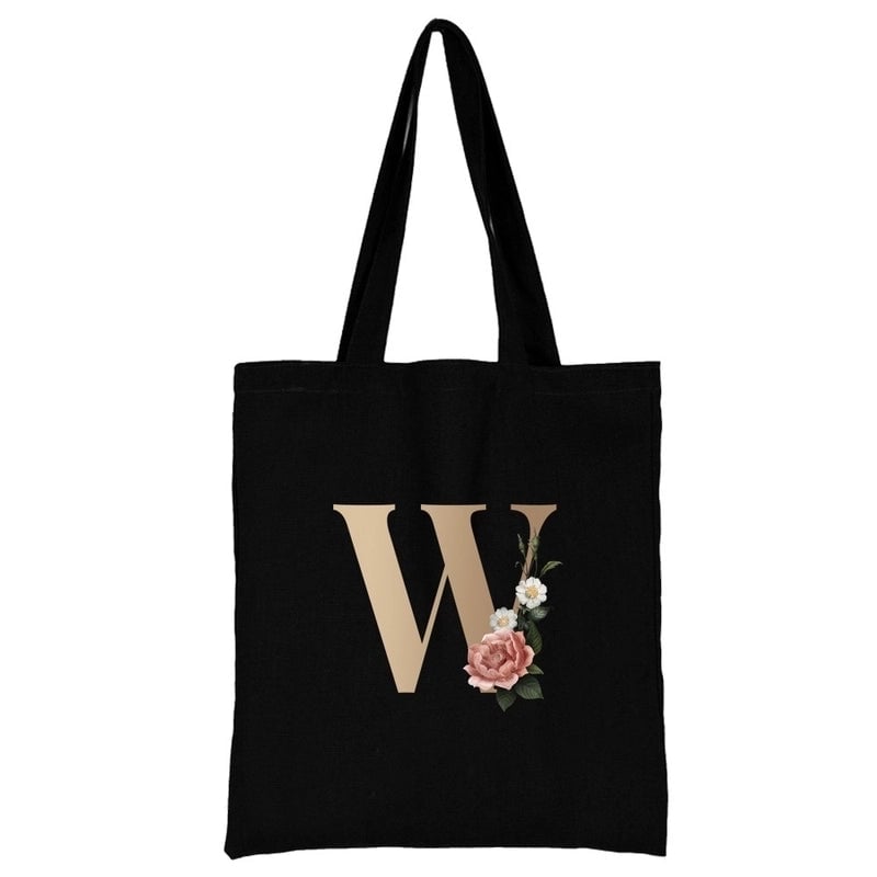 Women's Minimalist Letter Flower Shopping Bags