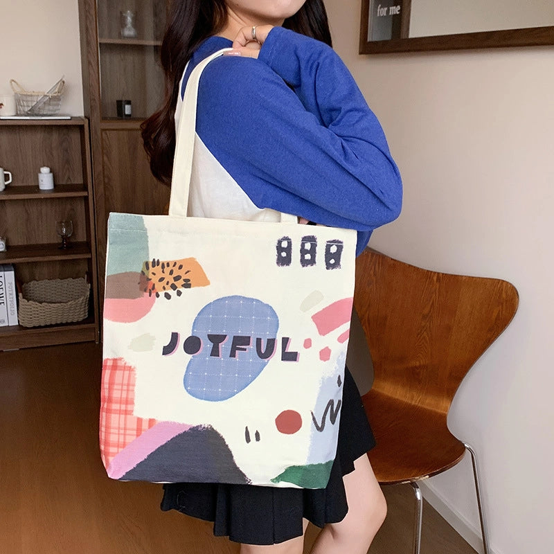 Women's Medium Canvas Cartoon Cute Square Zipper Shoulder Bag