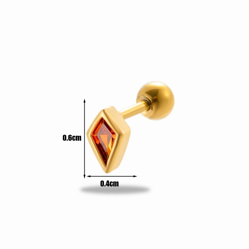 1 Piece Ear Cartilage Rings & Studs Minimalist Classic Style Rhombus 316L Stainless Steel  Copper Plating Inlay Zircon