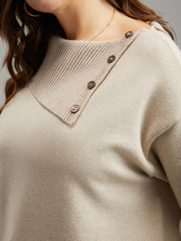 Supersoft Essentials Asymmetrical Neck Button Detail Pullover