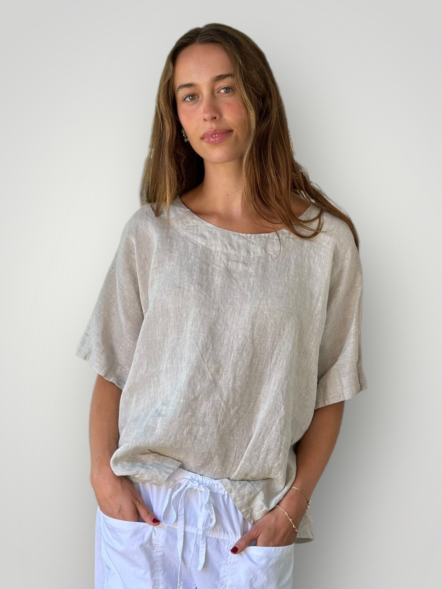 mia top - natural linen