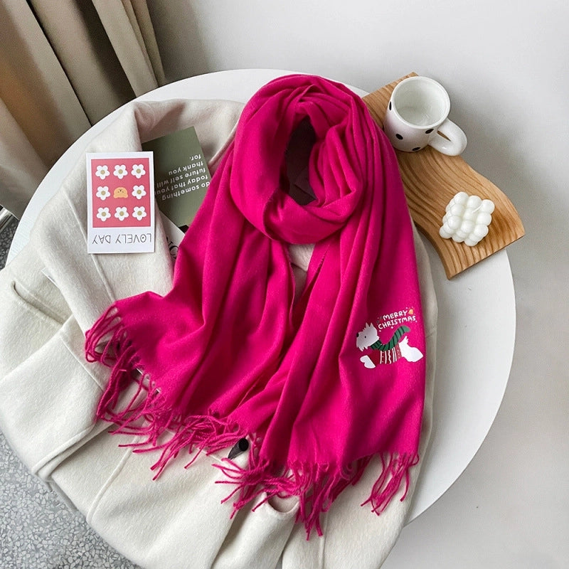 Women's Streetwear Santa Claus Polyester Scarf